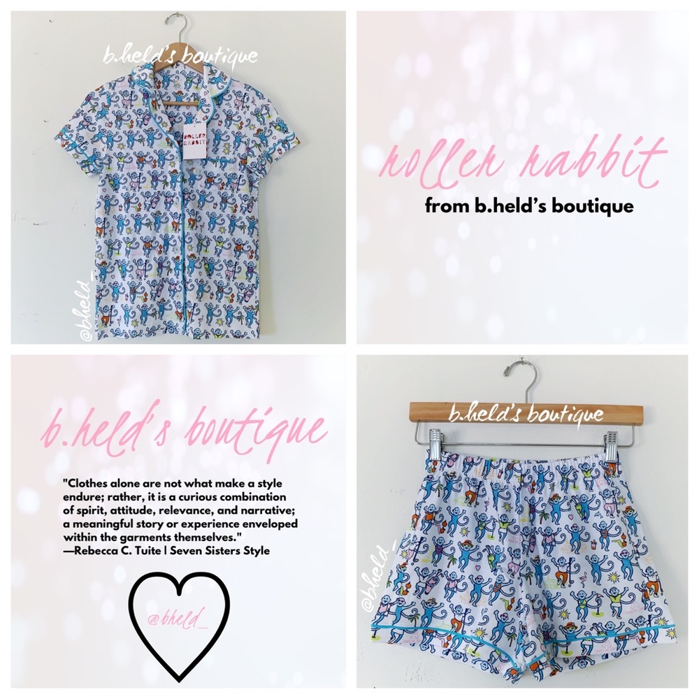 Roller Rabbit Palm Beach Monkey Polo Pajamas in Multi Monkey Size XXS New NWT